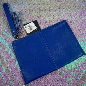 Royal Blue Leather Wristlet
